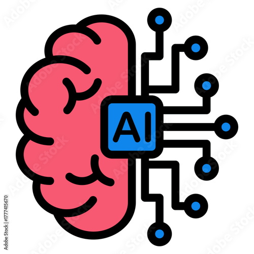 Brain Filled Icon | AI, Intelligence, and Creative Thinking Vector Illustration for Web, App, and Education Design