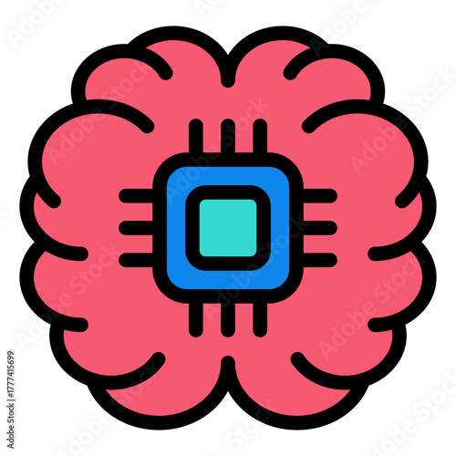 Brain Filled Icon | AI, Intelligence, and Creative Thinking Vector Illustration for Web, App, and Education Design