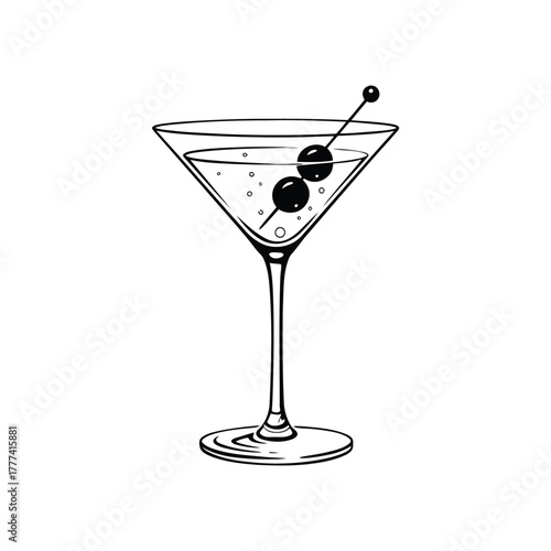 Martini glass with olives