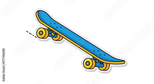 Stylish blue skateboard with vivid yellow wheels ideal for graphic designs or vector art