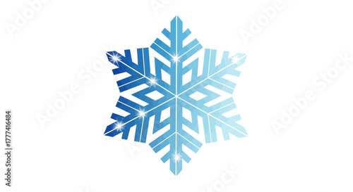 Delicate blue snowflake illustration isolated on a clean white background, for seasonal projects