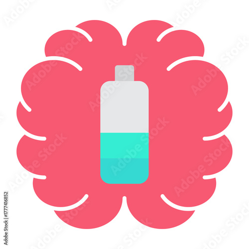 Brain Flat Icon | AI, Intelligence, and Creative Thinking Vector Illustration for Web, App, and Education Design