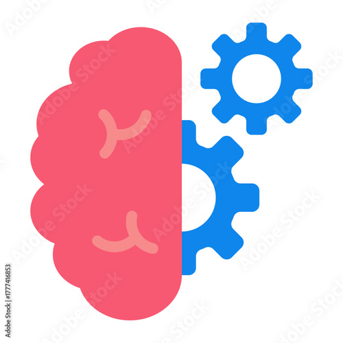 Brain Flat Icon | AI, Intelligence, and Creative Thinking Vector Illustration for Web, App, and Education Design