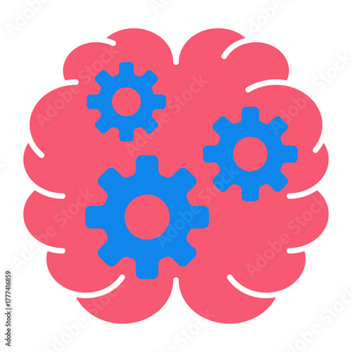 Brain Flat Icon | AI, Intelligence, and Creative Thinking Vector Illustration for Web, App, and Education Design