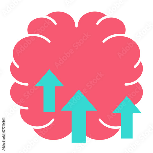 Brain Flat Icon | AI, Intelligence, and Creative Thinking Vector Illustration for Web, App, and Education Design