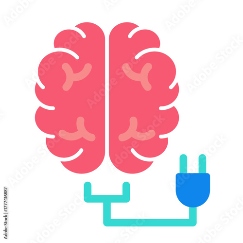 Brain Flat Icon | AI, Intelligence, and Creative Thinking Vector Illustration for Web, App, and Education Design