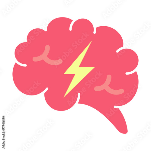 Brain Flat Icon | AI, Intelligence, and Creative Thinking Vector Illustration for Web, App, and Education Design