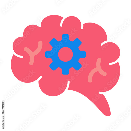 Brain Flat Icon | AI, Intelligence, and Creative Thinking Vector Illustration for Web, App, and Education Design