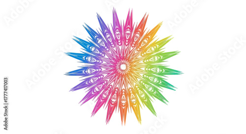 Vibrant kaleidoscopic burst on white a mesmerizing pattern of color and form