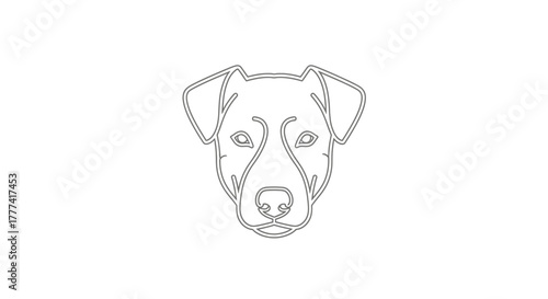 Monoline drawing portraying a dog head, simplistic design, representing pet love and canine