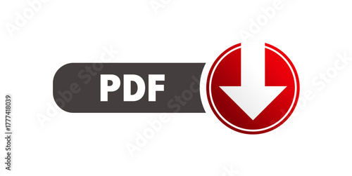 PDF download button vector icon, file format symbol