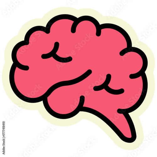 Brain Sticker Icon | AI, Intelligence, and Creative Thinking Vector Illustration for Web, App, and Education Design