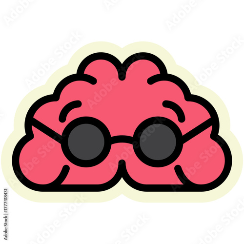 Brain Sticker Icon | AI, Intelligence, and Creative Thinking Vector Illustration for Web, App, and Education Design