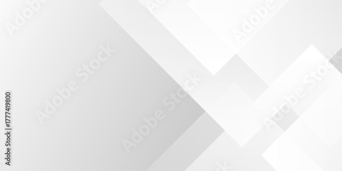 White and gray rectangle geometric concept technology modern futuristic subtle abstract background. Modern gray abstract vector long banner background. Futuristic technology concept graphic design.	