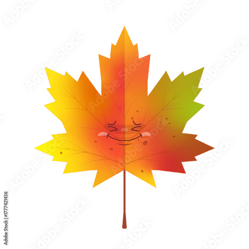 Autumn Maple leaf hurt face cartoon cute