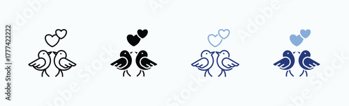Love Birds Icon Sheet Multiple Style Collection Isolated Vector