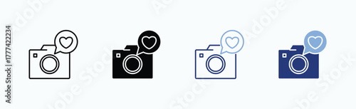 Camera Icon Sheet Multiple Style Collection Isolated Vector