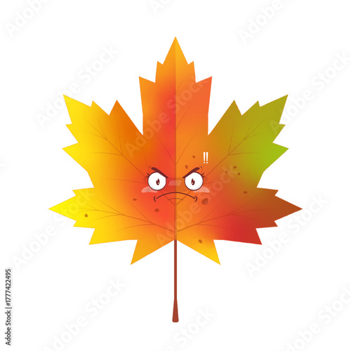 Autumn Maple leaf angry face cartoon cute