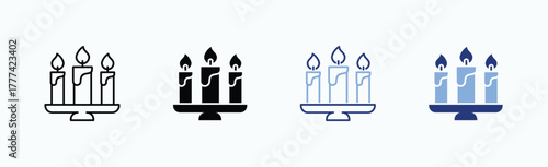 Unity Candle Icon Sheet Multiple Style Collection Isolated Vector