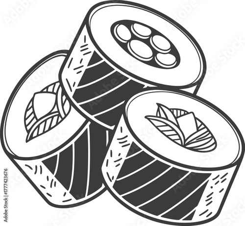 Clean Line Maki Sushi Vector Set