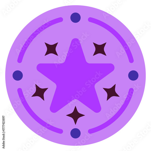 Magic Circle Flat Icon | Boho Magic and Celestial Elements for Spiritual and Halloween Designs