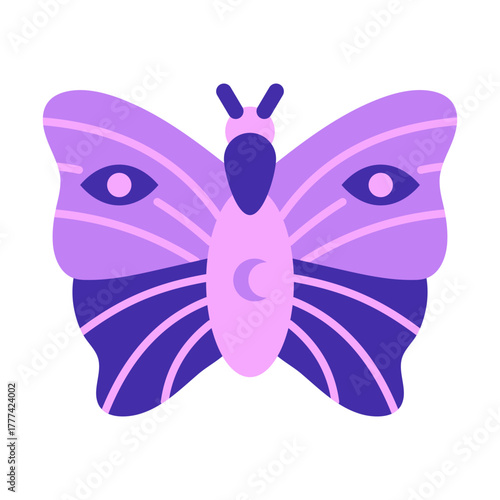 Moth Flat Icon | Boho Magic and Celestial Elements for Spiritual and Halloween Designs