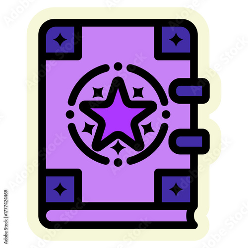 Spellbook Sticker Icon | Boho Magic and Celestial Elements for Spiritual and Halloween Designs