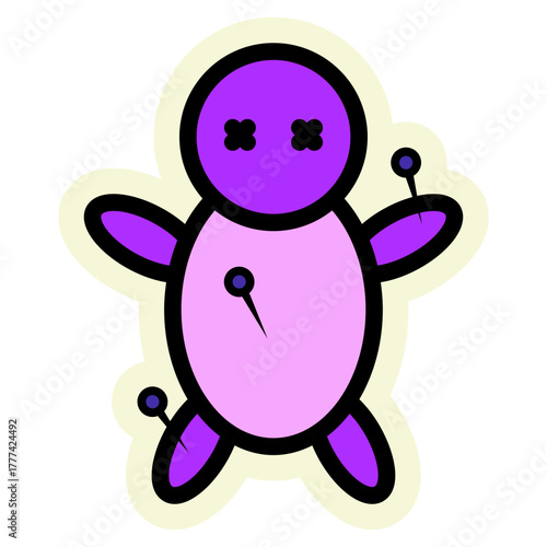 Voodoo Doll Sticker Icon | Boho Magic and Celestial Elements for Spiritual and Halloween Designs