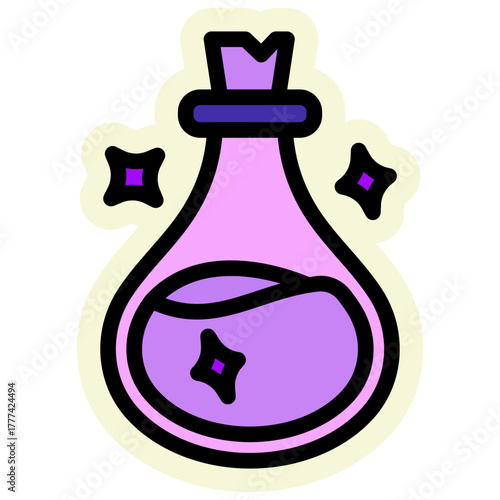 Potion Sticker Icon | Boho Magic and Celestial Elements for Spiritual and Halloween Designs