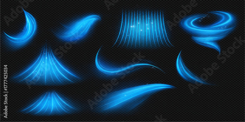 Abstract blue energy design with glowing stars, flowing wave motion, and a dark plasma texture backdrop