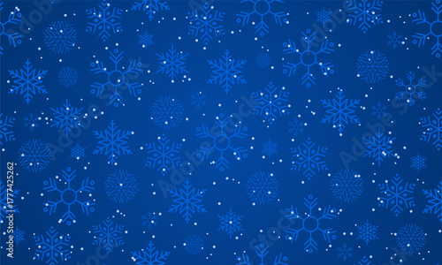 Snowflakes seamless pattern. Falling snowflakes. Winter holidays theme. Seamless background with snowflakes. Snowfall. Vector illustration
