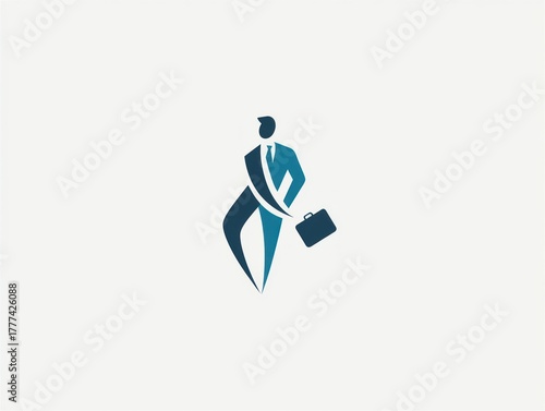 Abstract business symbol of silhouette carrying briefcase for professionalism