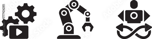 Video Production Automation Settings Gear Process Icon Vector