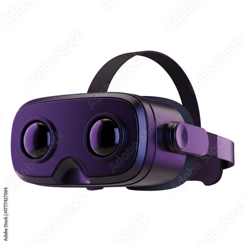 Purple virtual reality headset isolated on transparent background