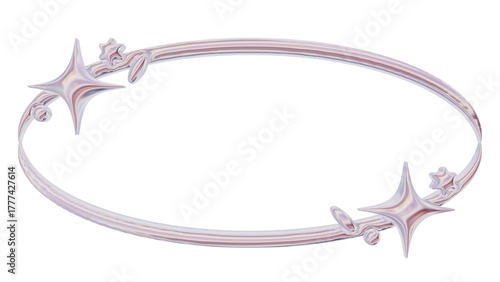 Iridescent y2k star oval frame