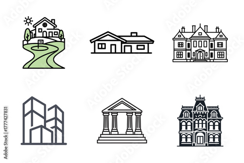 Beauty and Skincare Icons Set: Facial Treatment, Anti-Aging, Radiant Skin, Cosmetic Products, and Face Mask Vector Collection