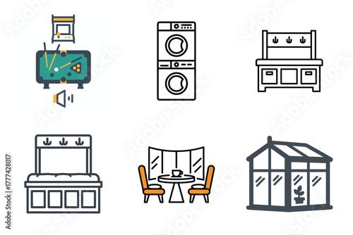 Spa and Wellness Line Icons Set: Meditation, Locker Room, Outdoor Relaxation, and Modern Therapy Concepts
