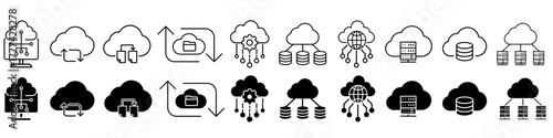Cloud servis icon vector set. cloud storage  illustration sign collection. Data center symbol. Server  logo.