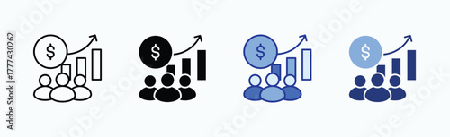 Sales agent icon sheet multiple style collection isolated vector