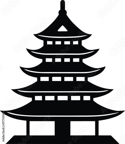 Flat design japanese pagoda temple icon