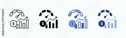 Indicator icon sheet multiple style collection isolated vector