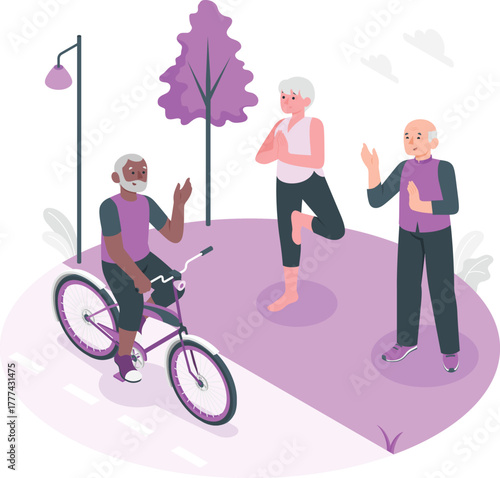 Seniors Enjoying Outdoor Activities in a Park elderly active