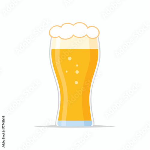 Cartoon Illustration of a Full Glass of Beer.