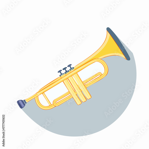 Cartoon Illustration of a Golden Trumpet Instrument.