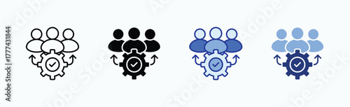 Team management icon sheet multiple style collection isolated vector