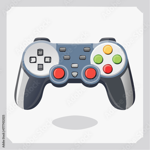 Cartoon Illustration of a Modern Video Game Controller.
