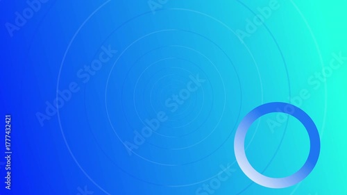 Abstract creative motion geometric circle shape on gradient blue and turquoise background. Video animation Ultra HD 4k footage.