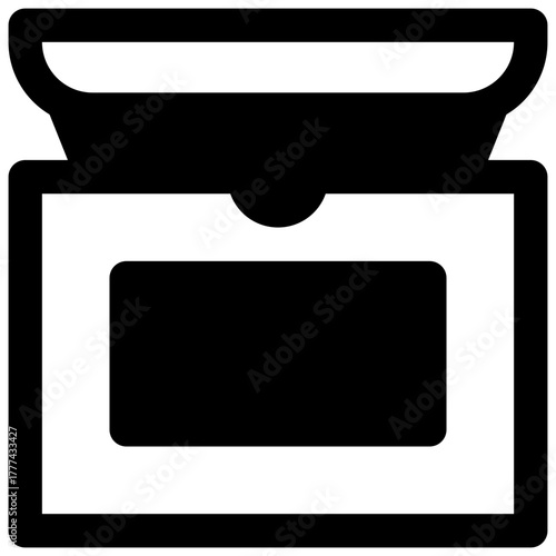 Bakery box. Outlined stroke vector icon with black-filled details.