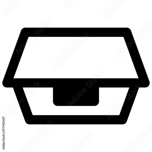 Burger box. Outlined stroke vector icon with black-filled details.