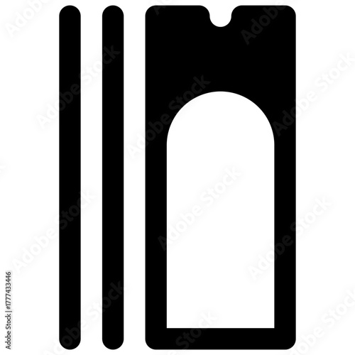 Chopsticks. Outlined stroke vector icon with black-filled details.